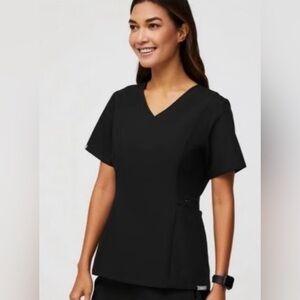 NWT - Figs Amapa V-Neck Scrub Top, Black, Size XS
